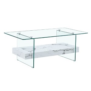 NicBex 43.3 Inch Rectangle Clear Glass Coffee Table with Pattern Storage Shelf for Living Room,Dining Room,Bedroom - 1 of 4