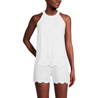 Lands' End Women's Lightweight Jersey Eyelet Tank Top