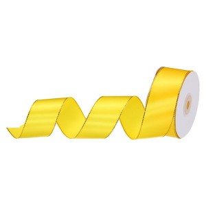 Unique Bargains Double Face Wide Satin Ribbon with Gold Edges for Wedding Bouquet - 1 of 4