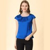 Allegra K Women's Satin Cap Sleeve Pleated Casual Work Office Blouse - 2 of 4