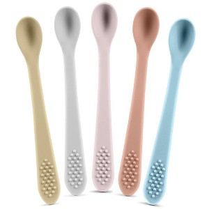 Baby Spoons - Infant Spoons First Stage – Pack of 5 Silicone Baby Spoon for Feeding - First Stage Baby Feeding Spoon Set Gum Friendly - 1 of 4