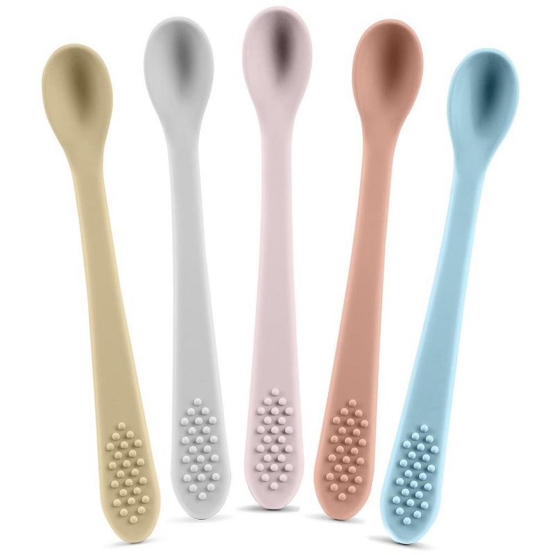 Baby Spoons - Infant Spoons First Stage – Pack of 5 Silicone Baby Spoon for Feeding - First Stage Baby Feeding Spoon Set Gum Friendly, 1 of 6