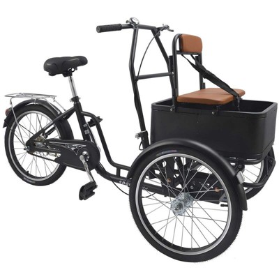 Topteng 20" Tricycle Shopping Three Wheel Bike with Basket