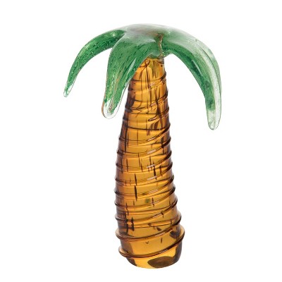 Beachcombers Palm Tree Glass Art Figurine Home Decor Tropical Beach 5.3 x 5.3 x 7.7