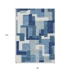 Navy Blue And Sky Blue Abstract Washable Indoor Outdoor Area Rug - 3 of 4