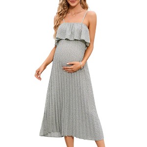 Lotus Leaf Strapless Tube Top Pleated Maternity Dress - 1 of 1