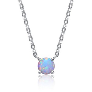 Guili Sterling Silver Necklace with 14K Gold Plating and Birthstone Solitaire – Available in Stunning Gemstone Colors for Personalization - 1 of 3