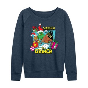 Women's - Dr. Seuss -  Lightweight French Terry Wide Neck Long Sleeve Shirt - 1 of 4