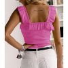 Imily Bela Women's Square Neck Knitted Camisole with Ruffle Strap Cute Sleeveless Blouse - 3 of 4