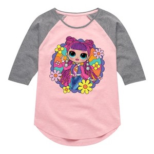 Girls' - LOL Surprise! - Skater Chick w/ Flowers Shirt Tail Raglan Graphic T-shirt - 1 of 3