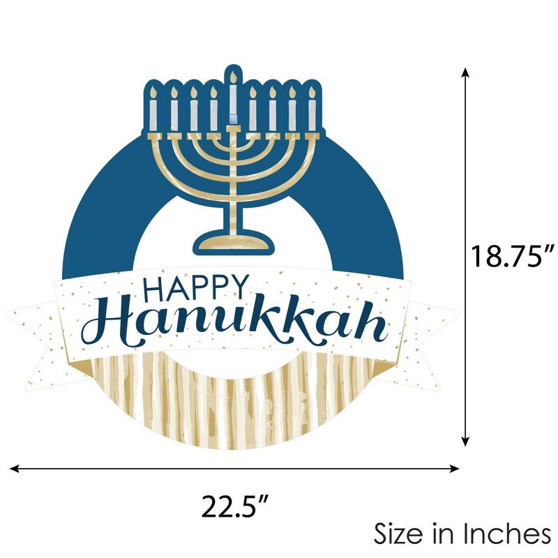 Big Dot of Happiness Happy Hanukkah - Outdoor Chanukah Holiday Party Decor - Front Door Wreath, 5 of 9