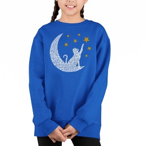 LA Pop Art Cat Moon - Girl's Word Art Crewneck Sweatshirt - 1 of 4