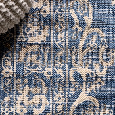 Galon Blue and Beige Medallion Synthetic Runner Rug