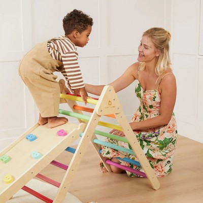 Vibrant Rainbow Indoor Climbing Set with Slide