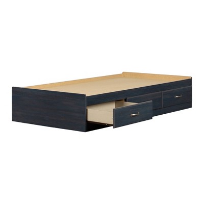 Twin Asten Mates Bed with 3 Drawers  Blueberry  - South Shore
