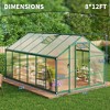 Garvee Walk-In Greenhouse with Polycarbonate Panels, Aluminum Frame, Quick Setup, Roof Vent, Outdoor Garden Greenhouse - 3 of 4