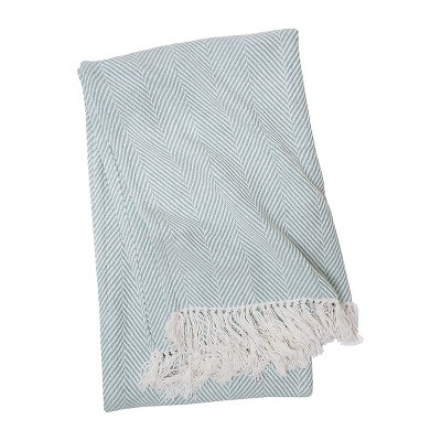 EY Essentials Tabor Sea Glass 50" x 60" Throw Blanket with Fringe