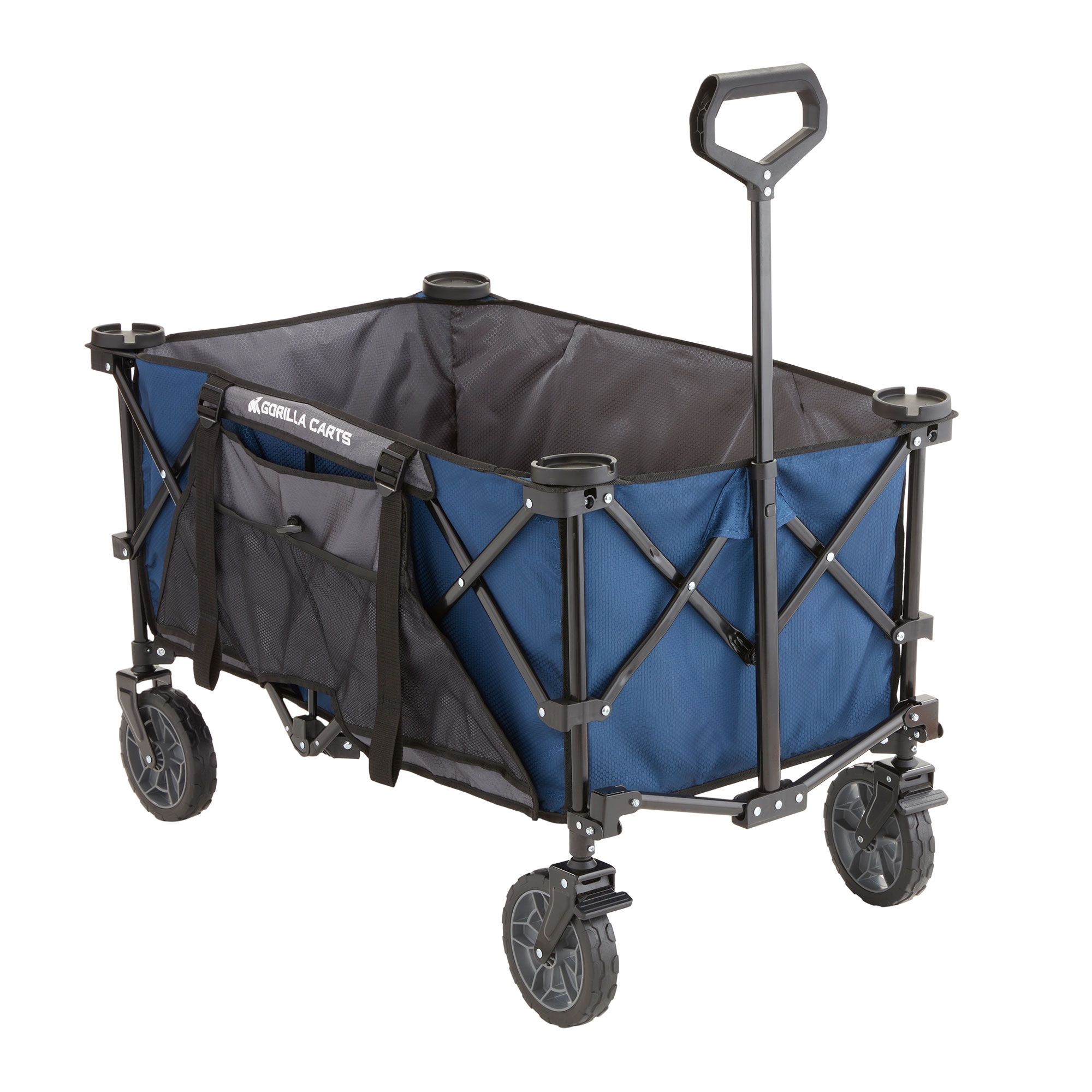 Gorilla Carts Collapsible Folding Outdoor Utility Wagon Blue