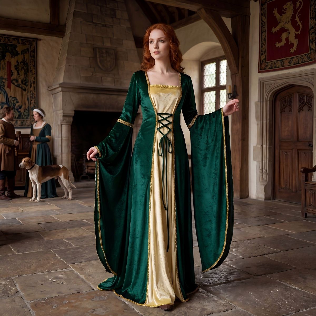 Joyfy Women's Halloween Costume Renaissance Costume, Women Velvet Medieval Dress, Adult Irish Renaissance Dress for Women Halloween Cosplay Party - thumbnail 8