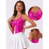 INSPIRE CHIC Women's Halter Backless Party Spaghetti Straps Asymmetrical Glitter Metallic Camisole - 2 of 4