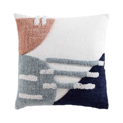 20"x20" Oversize Teagan Square Throw Pillow Pink/Blue - Brielle Home: Indoor Geometric Design, Cotton Cover with Polyester Fill