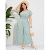 Clearlove Plus Size Loose Jumpsuits for Women Casual Wide Leg Pants Floral Jumpsuits Short Sleeve One Piece Outfit - 3 of 4