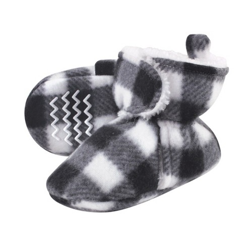 Hudson Baby Baby and Toddler Cozy Fleece and Faux Shearling Booties, Black White Plaid - image 1 of 1