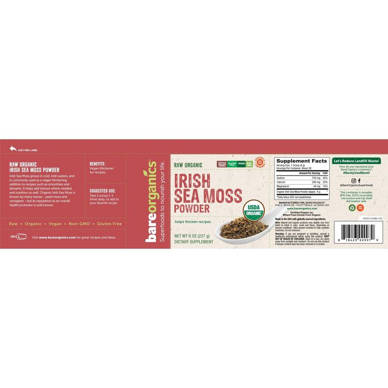 BareOrganics Irish Sea Moss Powder - 8oz, 3 of 6