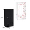 71" High Armoire Wardrove Closet with 2 Drawers, Four Doors , Three Cabinet , Six Shelves and Hanging Rod, Bedroom Clothes Storage Cabinet Organizer - 3 of 4