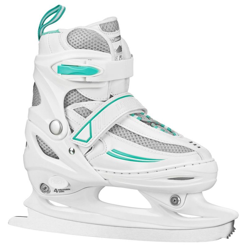Lake Placid SUMMIT Adjustable Ice Skate White/Mint - S (10J-13), 1 of 7