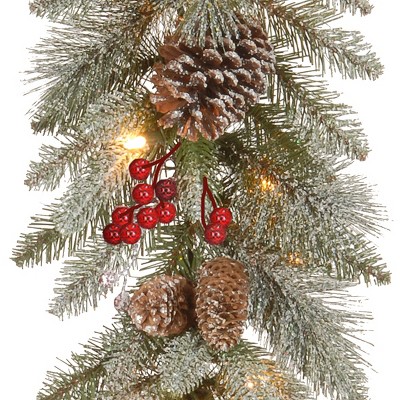 Snow-Dusted Pine Cone & Berry Garland with Clear Lights - 26 in