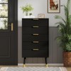 Fluted 5 Drawer Dresser, Small Storage Chest Cabinet Organizer Wood Chest of Drawers for Bedroom,Living Room,Hallway,Entryway, Black - 2 of 4