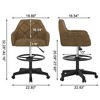 VECELO Home Office Desk Chair PU Leather Office Chair With Height Adjustable Seat Ergonomic Swivel Stool with Back and Arm Black/Beige/Gold - 3 of 4