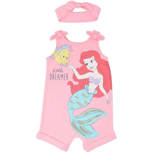 Disney Princess Ariel Newborn Baby Girls Romper And Headband 3 6 Months Target