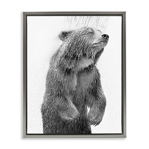 Stupell Industries Bear Bathroom Splash Black Floater Framed Canvas Wall Art - 1 of 4