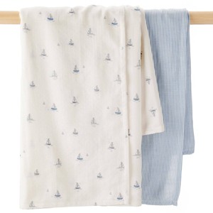 Little Planet by carter's 2pk Swaddle Blanket - Blue - 1 of 2