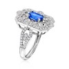 Ross-Simons 1.00 Carat Simulated Sapphire and .40 ct. t.w. CZ Ring in Sterling Silver - 3 of 4