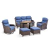 Outdoor Patio Furniture Set with Propane  Fire Pit Table - PE Wicker Patio Conversation Sets - 7 Seats Outdoor Sectional Chair Sofa Set - 2 of 4