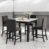 5-Piece Counter Height Dining Table Set with Faux Marble Top, Velvet Upholstered Chairs, Rubberwood Legs for Kitchen or Dining Room - 2 of 4