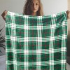 1pc Red and Green Plaid Flannel Blanket, Soft and Warm Bohemian Style for All Seasons, Classic Pattern, Christmas Gift. - 3 of 4