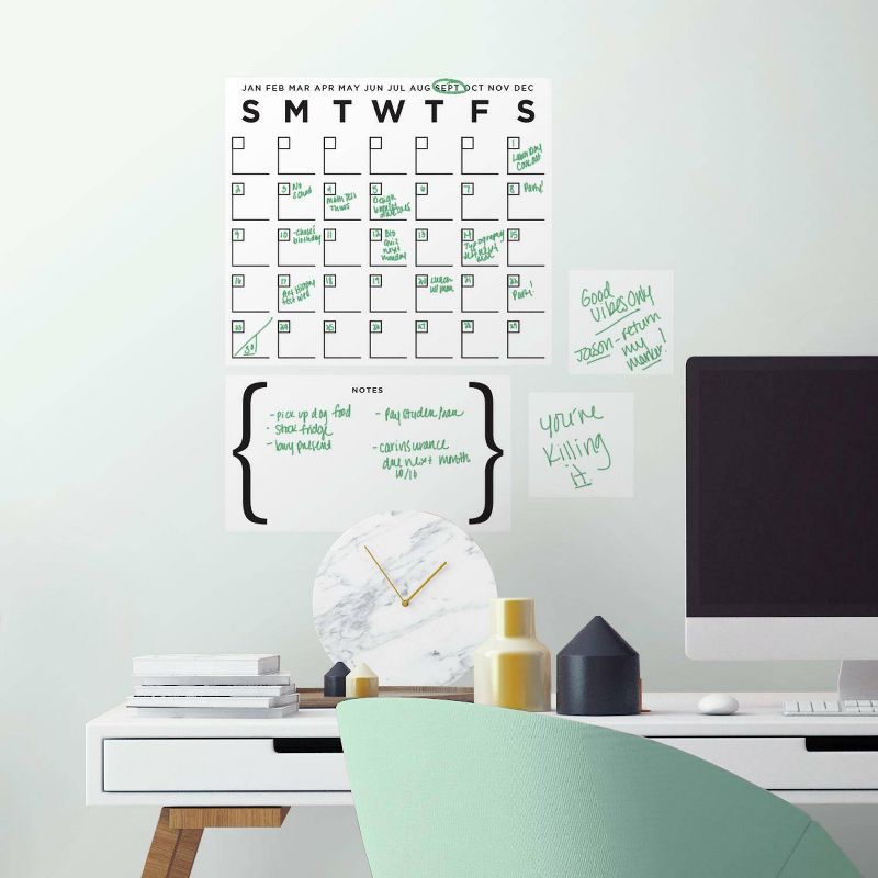 Dry Erase Calendar Peel and Stick Giant Wall Decal Set White/Black - RoomMates, 3 of 7