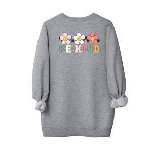 Simply Sage Market Be Kind Checkered Flowers Front And Back Sweatshirt - 1 of 4