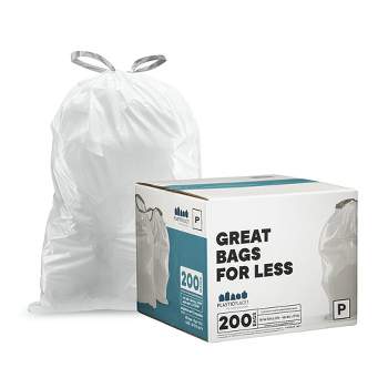 Plasticplace simplehuman (X) Code L Compatible (200 Count) Drawstring Garbage Liners, White