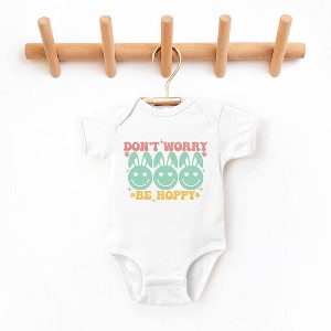 The Juniper Shop Don't Worry Be Hoppy Smiley Face With Ears Baby Bodysuit - 1 of 2