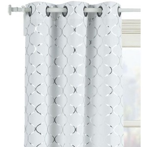 Kate Aurora 2 Pack Metallic Lattice Clover Ultra Luxurious Window Curtains - 1 of 2