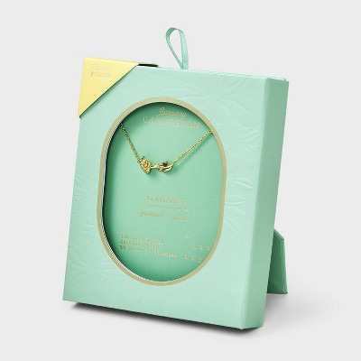 14K Gold Dipped Genuine Birth Stone Flower Pendant Necklace - A New Day™