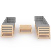 vidaXL 8 Piece Patio Lounge Set with Cushions Solid Pinewood - Natural With Cushions - 3 of 4
