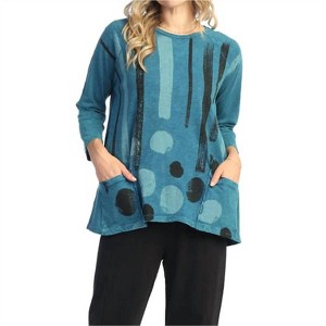 Women's Drizzle Mineral Washed Patch Pocket Tunic Top - Jess & Jane - 1 of 2