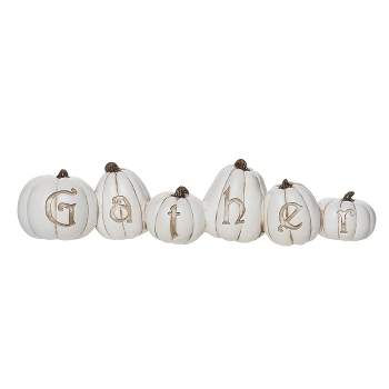 Transpac Resin 10.5 in. White Harvest Gather Pumpkins Decor