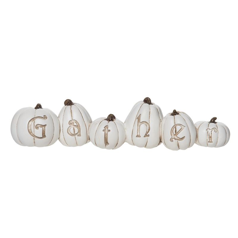 Transpac Resin 10.5 in. White Harvest Gather Pumpkins Decor, 1 of 2